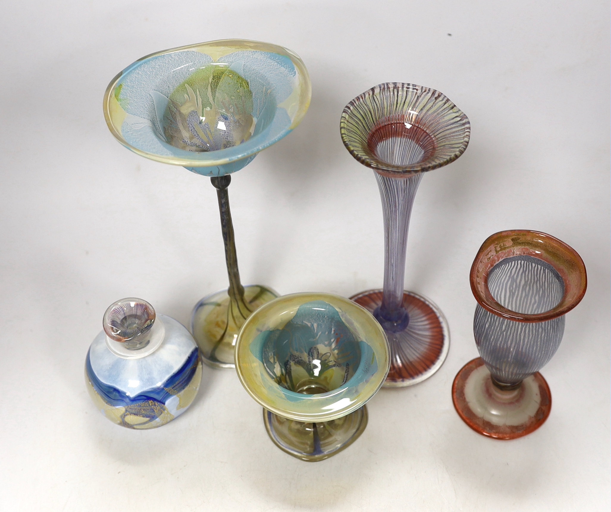 Five pieces of Vera Walther art glass, tallest 23cm
